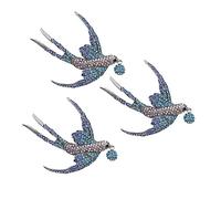 Cute Bird Clip 3pcs Blue Alloy Women's Brooch Jewelry Pin for Daily and Special Occasions