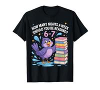 Cute Bird How Many Nights Reading Teacher Librarian Educator T-Shirt