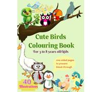 Cute Birds Colouring Book- For 3 to 8 years Kids | Kawaii Birds sketches for kids fun- colouring | Colouring book for toddlers: 8.5x11.69 inch,80 ... through | pastel green matte finish cover