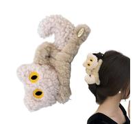 Cute Black Cat Plush Hair Claw - 3D Cartoon Cat Hair Clip | Non-Slip Furry Hāir Accessory, Soft Plush Claw For Women & Girls Styling