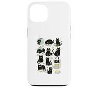 Cute Black Cat Reading Aesthetic Book Lover Graphic Coque pour iPhone 13