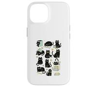 Cute Black Cat Reading Aesthetic Book Lover Graphic Coque pour iPhone 14