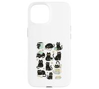 Cute Black Cat Reading Aesthetic Book Lover Graphic Coque pour iPhone 15