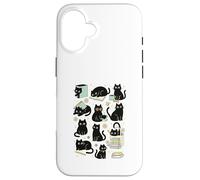 Cute Black Cat Reading Aesthetic Book Lover Graphic Coque pour iPhone 16