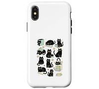Cute Black Cat Reading Aesthetic Book Lover Graphic Coque pour iPhone X/XS