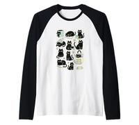 Cute Black Cat Reading Aesthetic Book Lover Graphic Manche Raglan