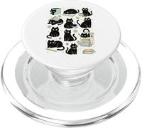 Cute Black Cat Reading Aesthetic Book Lover Graphic PopSockets PopGrip pour MagSafe
