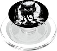 Cute Black Cat Stalks The Night PopSockets PopGrip pour MagSafe