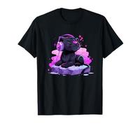 Cute Black Panther Écouter de la Musique avec écouteurs T-Shirt