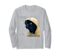 Cute Black Pug Motif for Pug Lovers for Rainy Days & Pug Mom Manche Longue