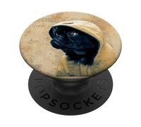 Cute Black Pug Motif for Pug Lovers for Rainy Days & Pug Mom PopSockets PopGrip Adhésif