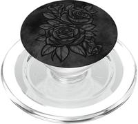 Cute Black Roses Flower Pattern Black Roses Silhouette PopSockets PopGrip pour MagSafe
