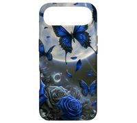 Cute Blue Butterfly Rose Flower Blue Floral Butterflies Moon Coque pour iPhone Air