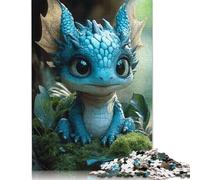 Cute Blue Dragon Puzzle 1000 Pièces Educa Jouet en Bois Cadeau Unique Décoration Intérieure Jeu Éducatif Challenge Toy Adultes & Enfants des 14 Ans 1000pcs (75x50cm)
