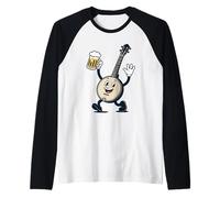 Cute Bluegrass Banjo Funny Folk Festival Retro Cartoon Manche Raglan