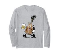 Cute Bluegrass Mandolin & Beer Funny Folk Festival Cartoon Manche Longue