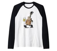 Cute Bluegrass Mandolin & Beer Funny Folk Festival Cartoon Manche Raglan