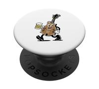 Cute Bluegrass Mandolin & Beer Funny Folk Festival Cartoon PopSockets PopGrip Adhésif