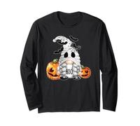 Cute Boo Ghost GNOME for Girls Halloween Bats and Pumpkin Manche Longue