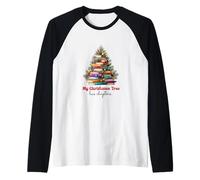 Cute Book Lover Christmas Reading Holiday Librarian Xmas Manche Raglan