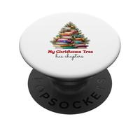 Cute Book Lover Christmas Reading Holiday Librarian Xmas PopSockets PopGrip Adhésif