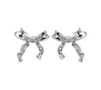 Cute Bow Earrings - Dainty Studs for Women Teens | Shiny Alloy with Crystal Detailing, Secure Post Backing, Stylish Accessories for Parties, Work Everyday Outfits Secure Post Backing 0.79x0.91 in