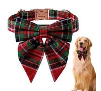 Cute Bow Tie Dog Collar - Adjustable Pet Collar for Puppy Cat | Polyester-Cotton Build, Holiday Fashion Accessory, Available in S M L Sizes, Ideal for Family Pets, Travel, School