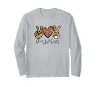 Cute Bunny for Women with Sunflower Mom Peace Love Easter Manche Longue