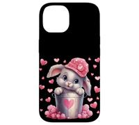 Cute Bunny in Valentines Basket Hearts for Rabbit Mom Coque pour iPhone 14