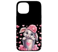Cute Bunny in Valentines Basket Hearts for Rabbit Mom Coque pour iPhone 15