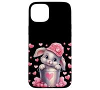 Cute Bunny in Valentines Basket Hearts for Rabbit Mom Coque pour iPhone 15 Plus