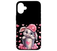 Cute Bunny in Valentines Basket Hearts for Rabbit Mom Coque pour iPhone 16 Plus
