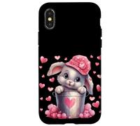 Cute Bunny in Valentines Basket Hearts for Rabbit Mom Coque pour iPhone X/XS