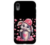 Cute Bunny in Valentines Basket Hearts for Rabbit Mom Coque pour iPhone XR