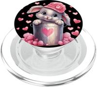 Cute Bunny in Valentines Basket Hearts for Rabbit Mom PopSockets PopGrip pour MagSafe