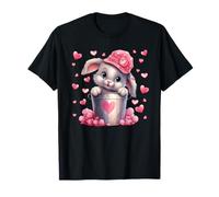 Cute Bunny in Valentines Basket Hearts for Rabbit Mom T-Shirt