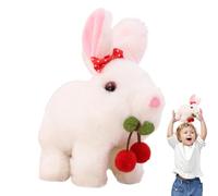 Cute Bunny Plush - Walking Electronic Rabbit Toy With Sounds, Bow & Cherry Design | Realistic Soft Interactive For Boys, Girls, Easter Gift Bunny Electronic Moving Toy Holiday