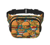Cute burger Fries Sac banane carré double couche avec sangle réglable pour activités de plein air, noir, taille unique, Noir , Taille unique