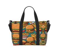 Cute burger Fries Sac de voyage à bandoulière pour femme Sac à main décontracté avec fermeture éclair Convient pour le travail, les voyages, le fitness, les voyages