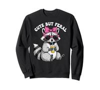 Cute But Feral Funny Cute Racoon With Sunglasses Racoon Sweatshirt