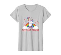 Cute But Psycho Inscription en Anglais « Crazy » T-Shirt, Femme, Argent, M