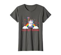 Cute But Psycho Inscription en Anglais « Crazy » T-Shirt, Femme, Asphalte, M