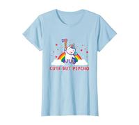 Cute But Psycho Inscription en Anglais « Crazy » T-Shirt, Femme, Bleu Céleste, XL