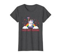 Cute But Psycho Inscription en Anglais « Crazy » T-Shirt, Femme, Chiné Foncé, XS