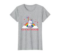 Cute But Psycho Inscription en Anglais « Crazy » T-Shirt, Femme, Gris Chiné, XXL