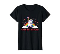 Cute But Psycho Inscription en Anglais « Crazy » T-Shirt, Femme, Noir, XL