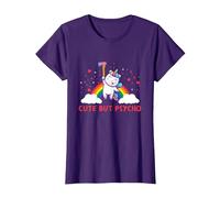 Cute But Psycho Inscription en Anglais « Crazy » T-Shirt, Femme, Violet, XXL