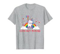 Cute But Psycho Inscription en Anglais « Crazy » T-Shirt, Homme, Gris Chiné, XXL