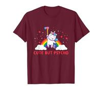 Cute But Psycho Inscription en Anglais « Crazy » T-Shirt, Homme, Marron, XXL
