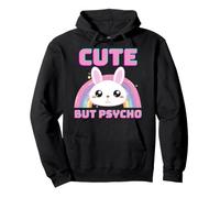 Cute But Psycho Lapin Arc-en-Ciel avec Inscription Humoristique Sweat à Capuche